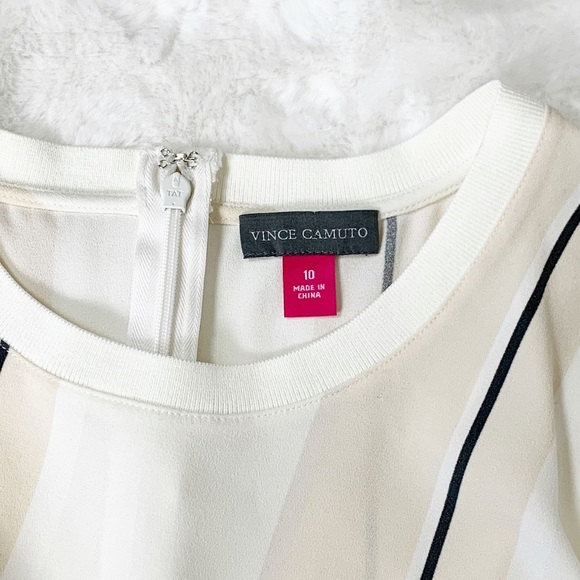 NWT Vince Camuto Side Ruch Stripe Asymmetric Dress - Picture 7 of 10